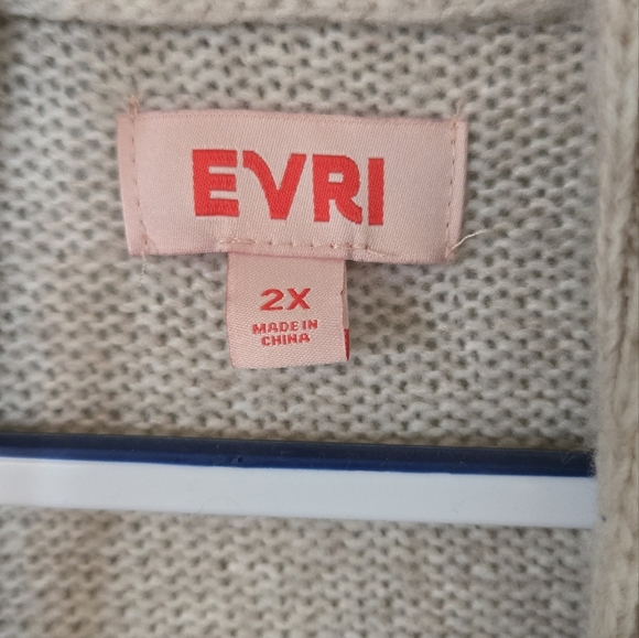 Evri Cream And Gray Striped Sweater Size 2X - Picture 5 of 7